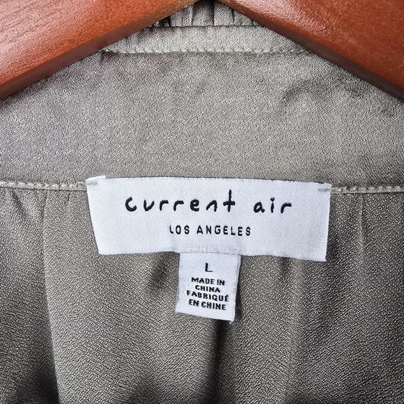 CURRENT AIR Anthropology‎ Gray Crop Long Sleeve Satin Jacket Womens Size L - Picture 6 of 12